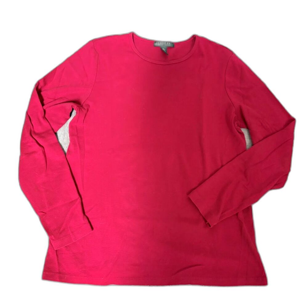 Lauren Ralph Lauren Heritagecore Normcore Casual Red Lng Sleeve Cotton Tee XL